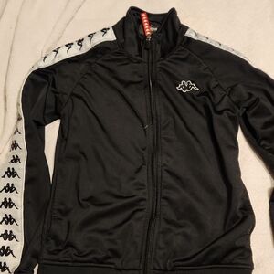 Kappa Black Track Jacket with Logo Accents